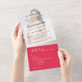 Helderrode fotobehang RSVP-evenement uitnodiging