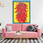 Helderrode gele Chili Pepper Ristra Lizard Canvas Afdruk (Insitu (Woonkamer))