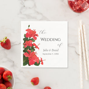 Helderrode Hibiscus Bloempapier servet