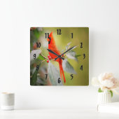 Helderrode kardinaal vierkante klok (Huis)