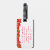 Helderrode kerstpaisley genaamd bagagelabel (Achterkant verticaal)