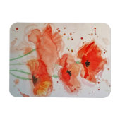 Helderrode klaprozen Aquarel Bloem Bloemstuk Magneet (Horizontaal)