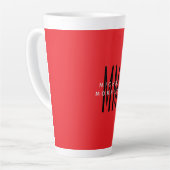 Helderrode kleur Monogram Initiaal Letters Naam Latte Mok (Linkerhoek)
