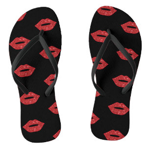 Helderrode lips Glitter Kisses Elegant Feminine Teenslippers
