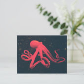Helderrode octopus briefkaart (Staand voorkant)
