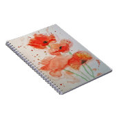 Helderrode papaver Waterverf bloem Notitieboek (Rechterzijde)