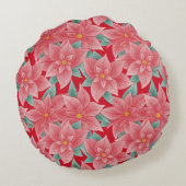 Helderrode Poinsettia Persoonlijk Monogram Rond Kussen (Achterkant)