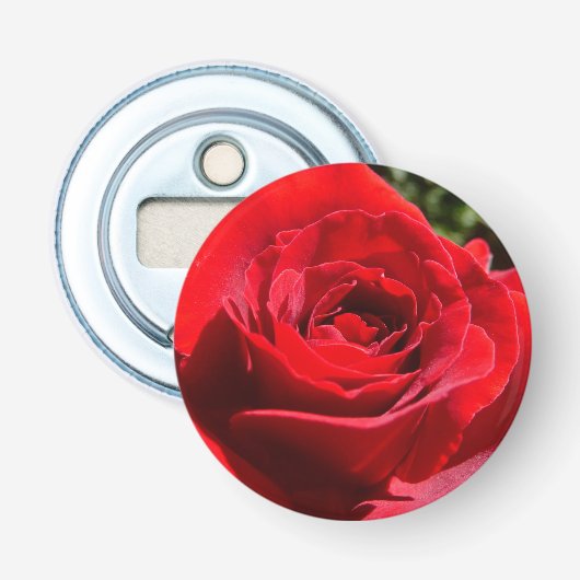 Helderrode rode rozenbloem mooie Floral Button Flesopener (Voorkant)