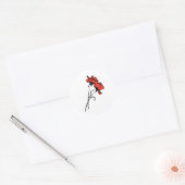 Helderrode rozenpenseelstreek ronde sticker (Envelop)