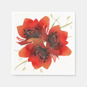 Helderrode tuinpapavers servet