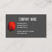 Helderrode tulp op houtskool grijs minimalist visitekaartje (Achterkant)