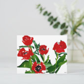 Helderrode tulpen briefkaart (Staand voorkant)