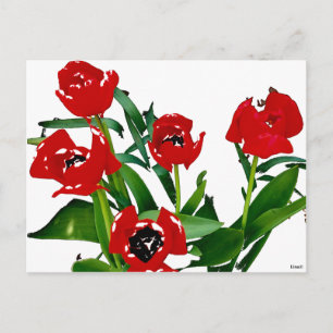 Helderrode tulpen briefkaart