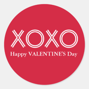 Helderrode XOXO Happy Valentines Dag Ronde Sticker