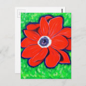 Helderrood annemonschilderwerk briefkaart (Voorkant / Achterkant)