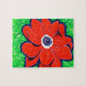 Helderrood annemonschilderwerk legpuzzel (Horizontaal)