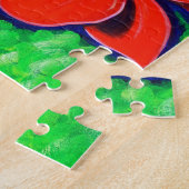 Helderrood annemonschilderwerk legpuzzel (Zijkant)