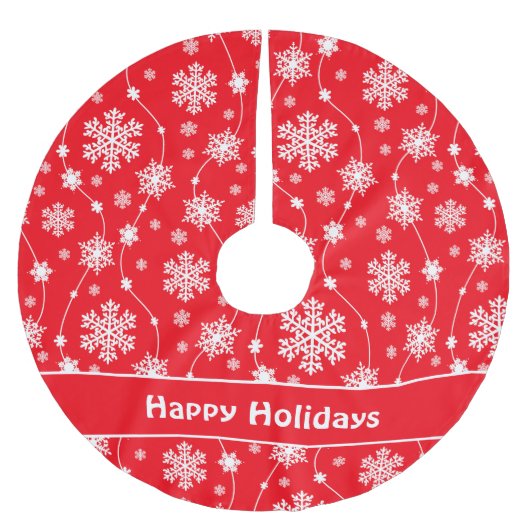 Helderrood en winter wit sneeuwvlok monogram kerstboom rok (Voorkant)