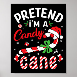 Helderrood en wit Christmas Candy Cane Shirten U Poster