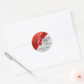 Helderrood en wit glitter ronde sticker (Envelop)