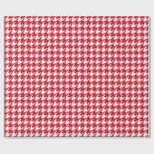 Helderrood en wit houndstooth-patroon cadeaupapier (Vlak)