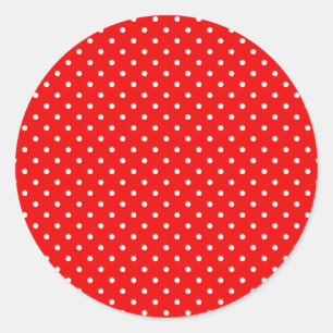 Helderrood en witte poka dot leeg ronde sticker