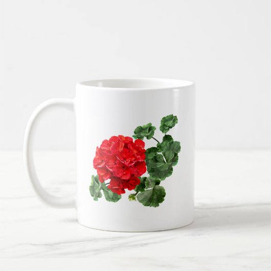 Helderrood geranium koffiemok (Links)