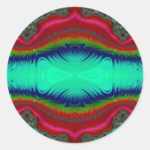 ~ Helderrood groen blauw fractaal ontwerp ~ Ronde Sticker