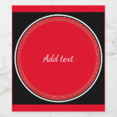 Helderrood met witte tekst wijn etiket (Enkel label)