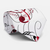 Helderrood muzikaal symbool op wervelkolom van Muz Stropdas (Opgerold)