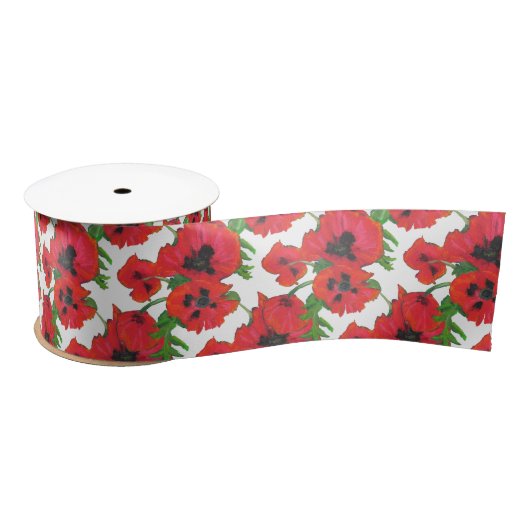 Helderrood-oosterse papavers op wit lint (Spoel)