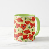 Helderrood papaver op Cornfield Geel Mok (Voorkant rechts)