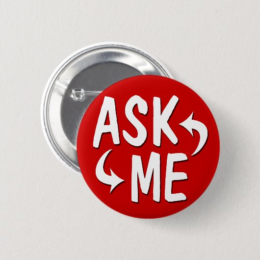 Helderrood vraag me Button / pijlen (Voorkant /achterkant)