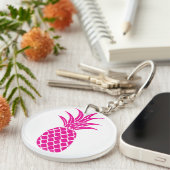 Helderroze anananas AcrylSleutelhanger Sleutelhanger (Voorkant Rechts)