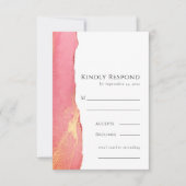 Helderroze Art RSVP Wedding Response Kaart (Voorkant)