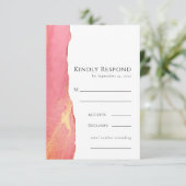 Helderroze Art RSVP Wedding Response Kaart (Staand voorkant)