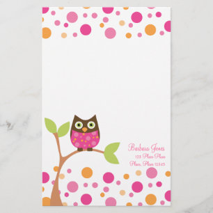 Helderroze Baby Owl Briefpapier