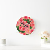 Helderroze bloemen ronde klok (Huis)