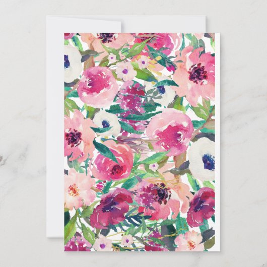 Helderroze bruiddoucheuitnodiging kaart (Achterkant)