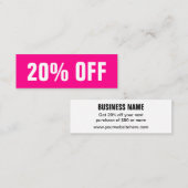 Helderroze, eenvoudige moderne trendy-kortingskaar mini visitekaartje (Voorkant / Achterkant)