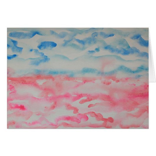 Helderroze en blauwe Abstracte Waterverf (Voorkant Horizontaal)