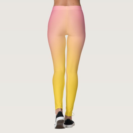 Helderroze en gele ombre gradiënt Leggings (Achterkant)