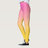 Helderroze en gele ombre gradiënt Leggings (Links)
