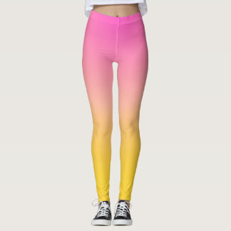Helderroze en gele ombre gradiënt Leggings