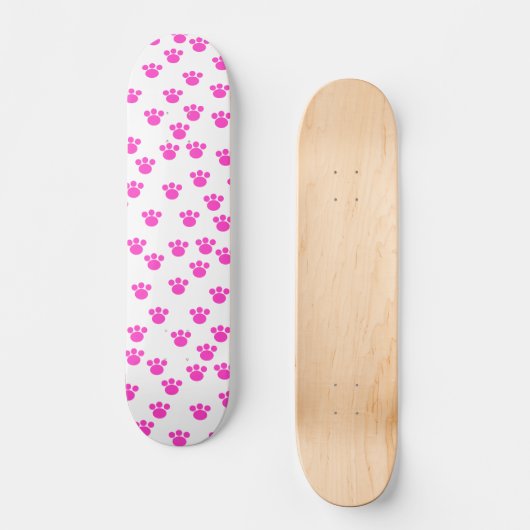 Helderroze en wit afdrukpatroon. skateboard (Voorkant)