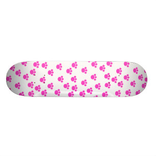 Helderroze en wit afdrukpatroon. skateboard