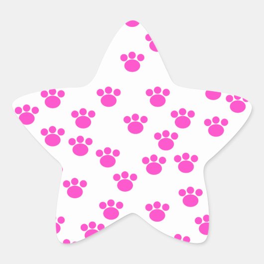 Helderroze en wit afdrukpatroon. ster sticker (Voorkant)