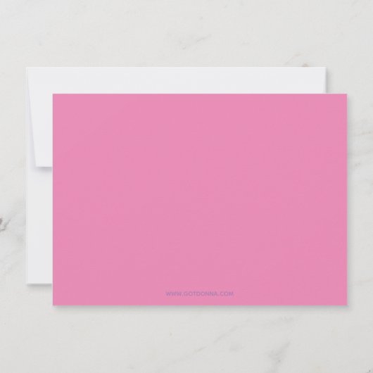 Helderroze en witte monogrammen met platte uitnodi kaart (Achterkant)