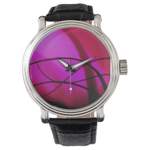 Helderroze en zwart stromend Abstract horloge