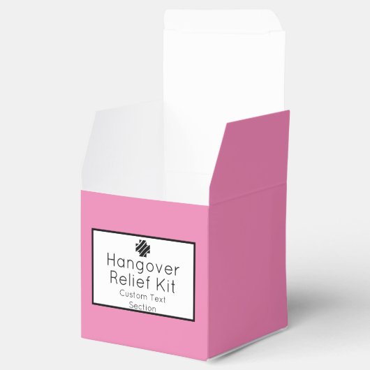 Helderroze en zwarte Hangover-hulpkit Bedankdoosjes (Geopend)